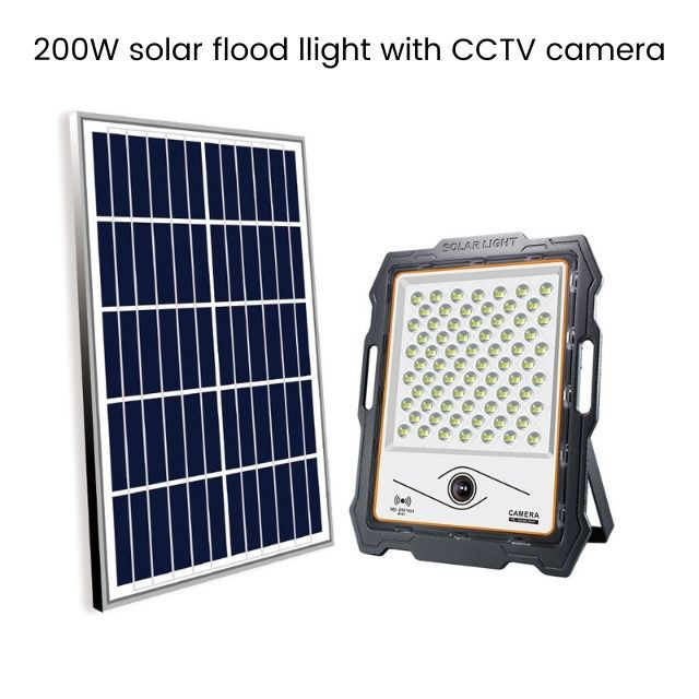 solar powered flood light camera CCTV with security and lighting function all-in-one